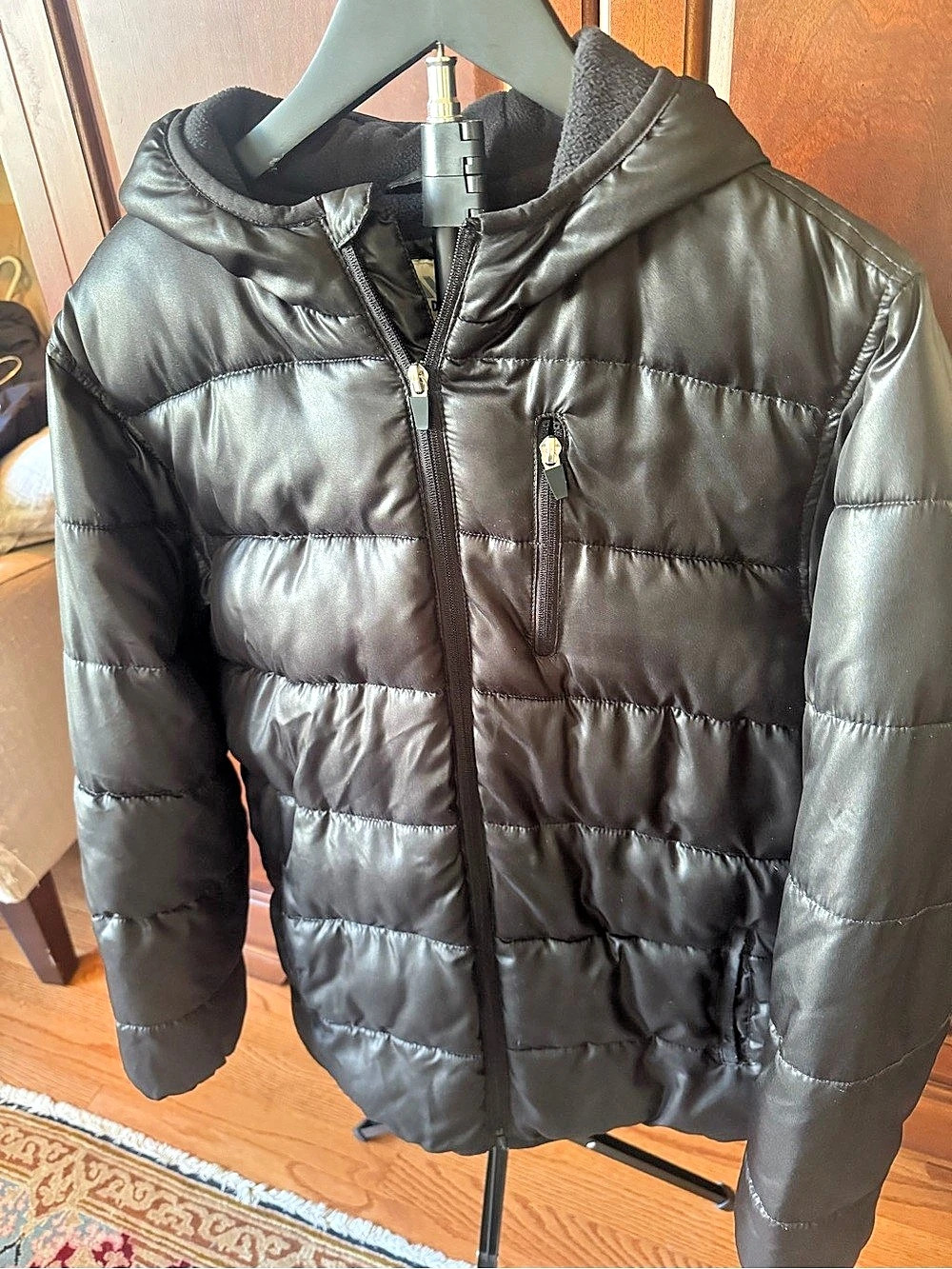 Old Navy Black Hooded Puffer Jacket Size Youth XL -14-16